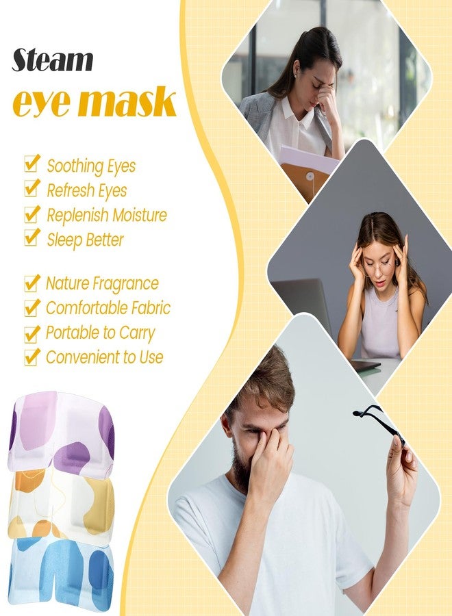 yesaior 120 Pcs Steam Eye Masks Disposable Bulk Self Heated Eye Masks for Sleep Spa Dry Eyes Home Office Travel Relief Stress Relaxation, 3 Styles - Image 5